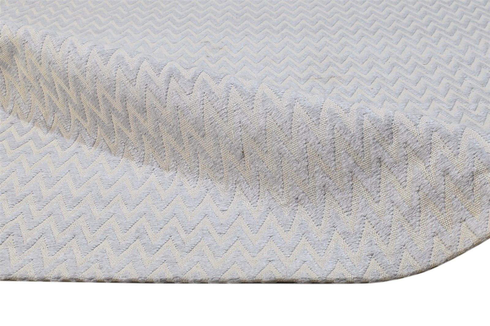 Merrielle Jacquard Silver Rug 5X7 Modern Jacquard Loom Scandinavian Chevron   7864464179349