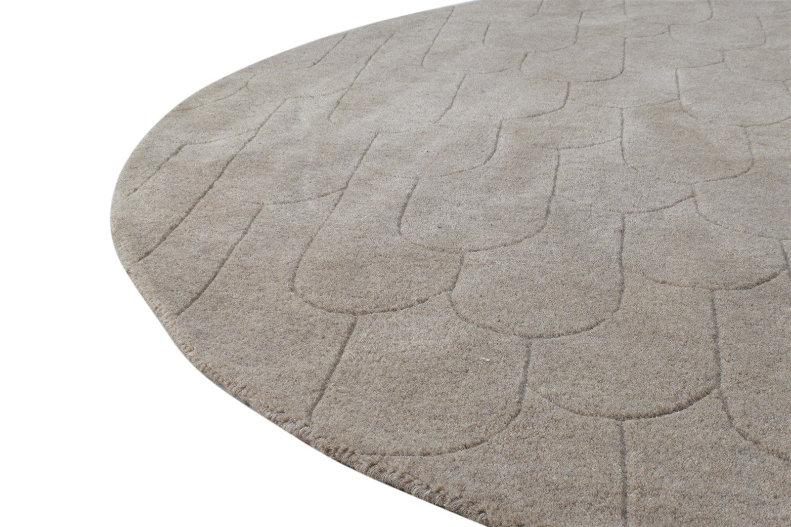 Jana Brown Wool Rug 6X6 Modern Hand Tufted Scandinavian Geometric   7865145393301