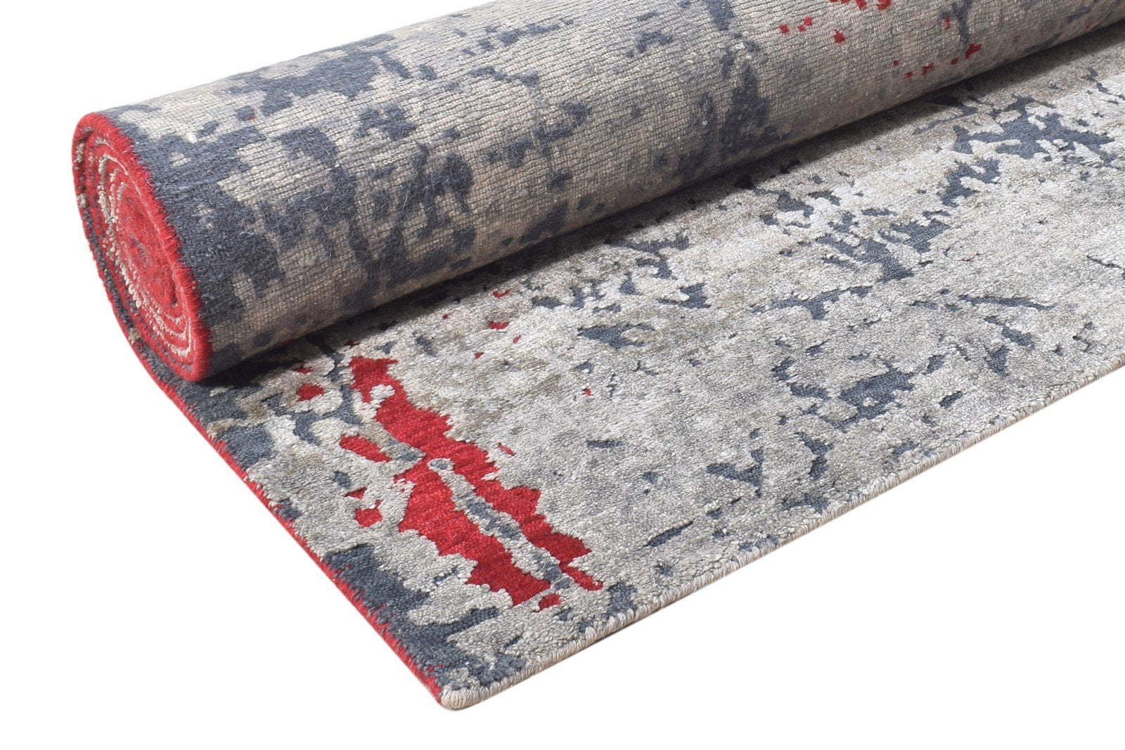 Janette Red Wool / Silk Rug 8' X 10' Modern Hand Knotted Indian Abstract   7864363057301