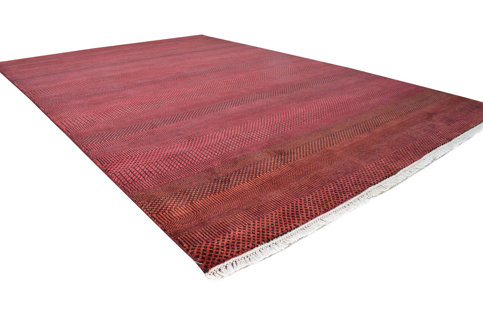 Jean 6' X 9' Rug Wool Red Modern Hand Knotted Agra Grass Trellis   7864613503125
