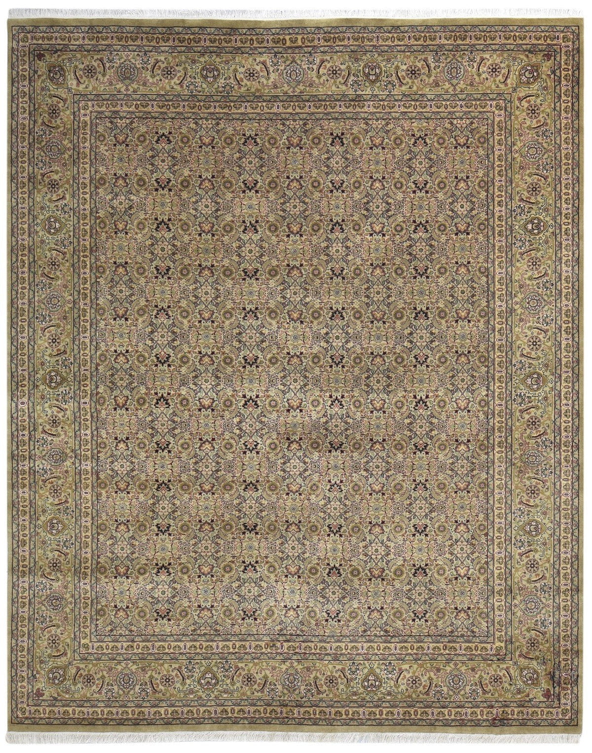Wool Sage Rug 8' X 10' Persien Hand Knotted Tabriz Oriental Large Carp