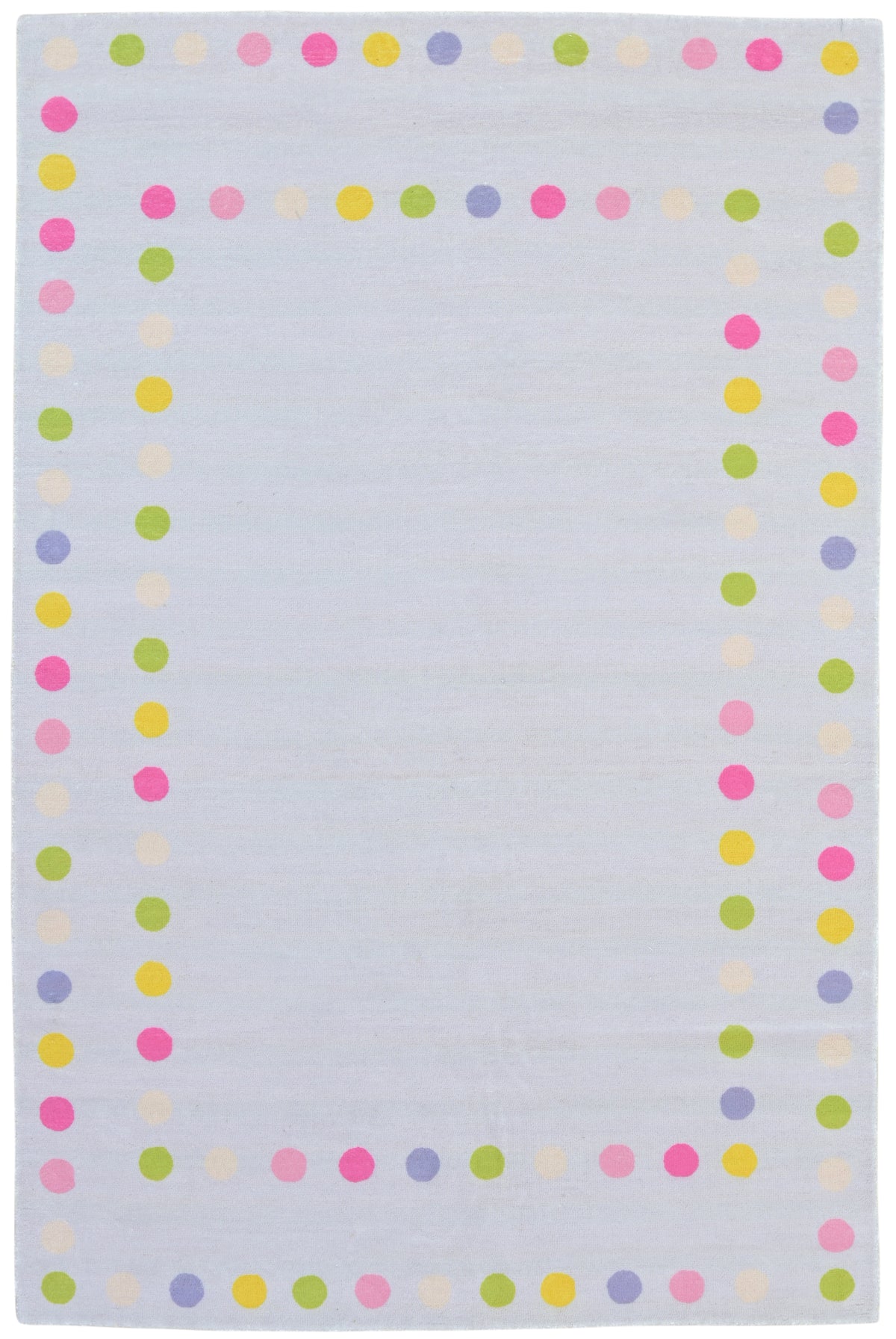 Joie Border Polka Dot Handmade Light Gray Nursery Rug – Modern Scandinavian Multicolor Dot   9122122498197
