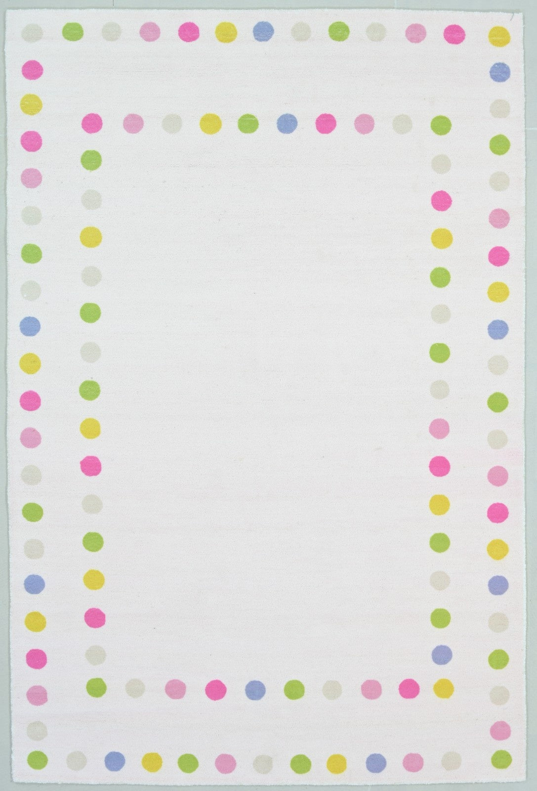 Joie Border Polka Dot Handmade Pink Nursery Rug – Modern Scandinavian Multicolor Dot   9124928880789