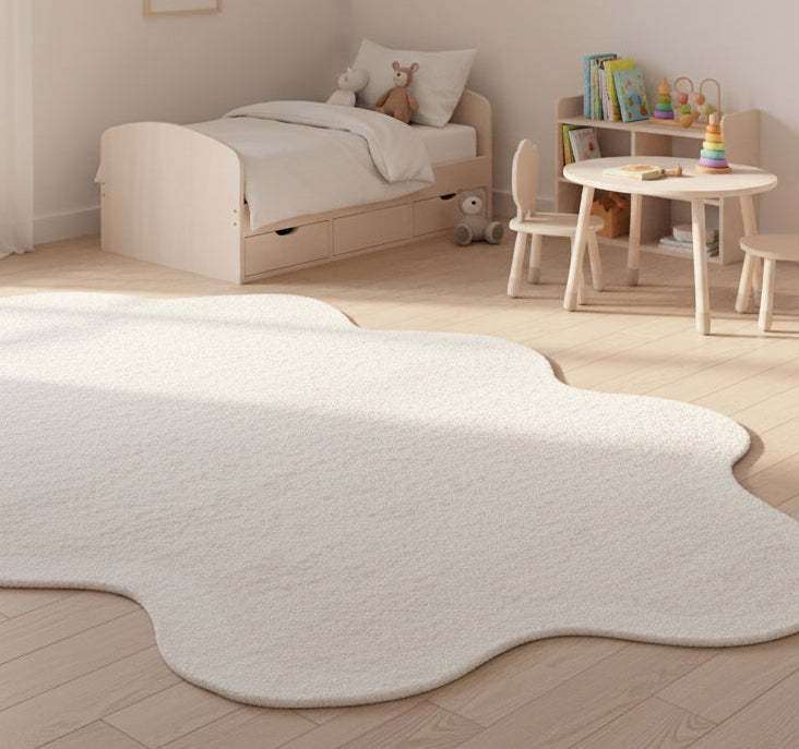 Joie Cloud Handmade White Kids Area Rug – Playroom Soft Nursery Rug   9126192087189