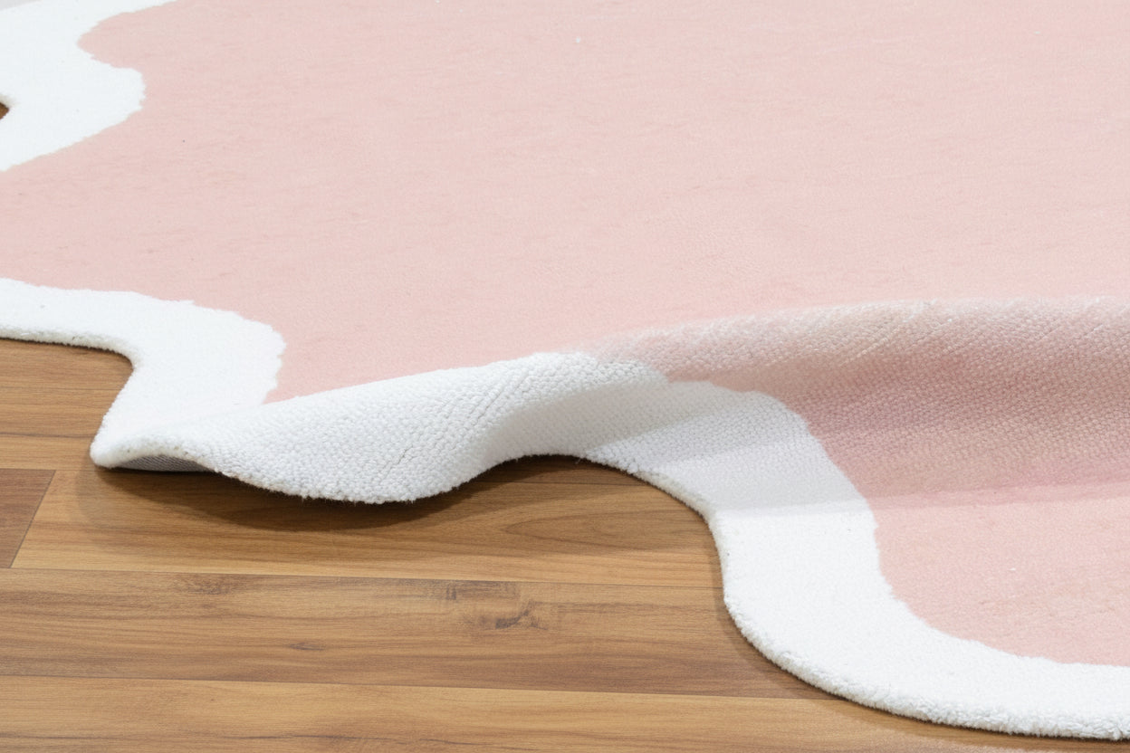 Joie Cloud Wavy Handmade Pink Kid's Area Rug - Modern Abstract Soft Nursery Blob Rug   9081808978069