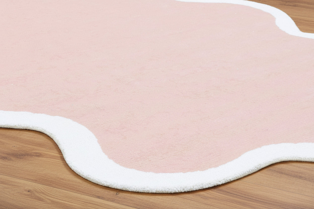 Joie Cloud Wavy Handmade Pink Kid's Area Rug - Modern Abstract Soft Nursery Blob Rug   9081808978069