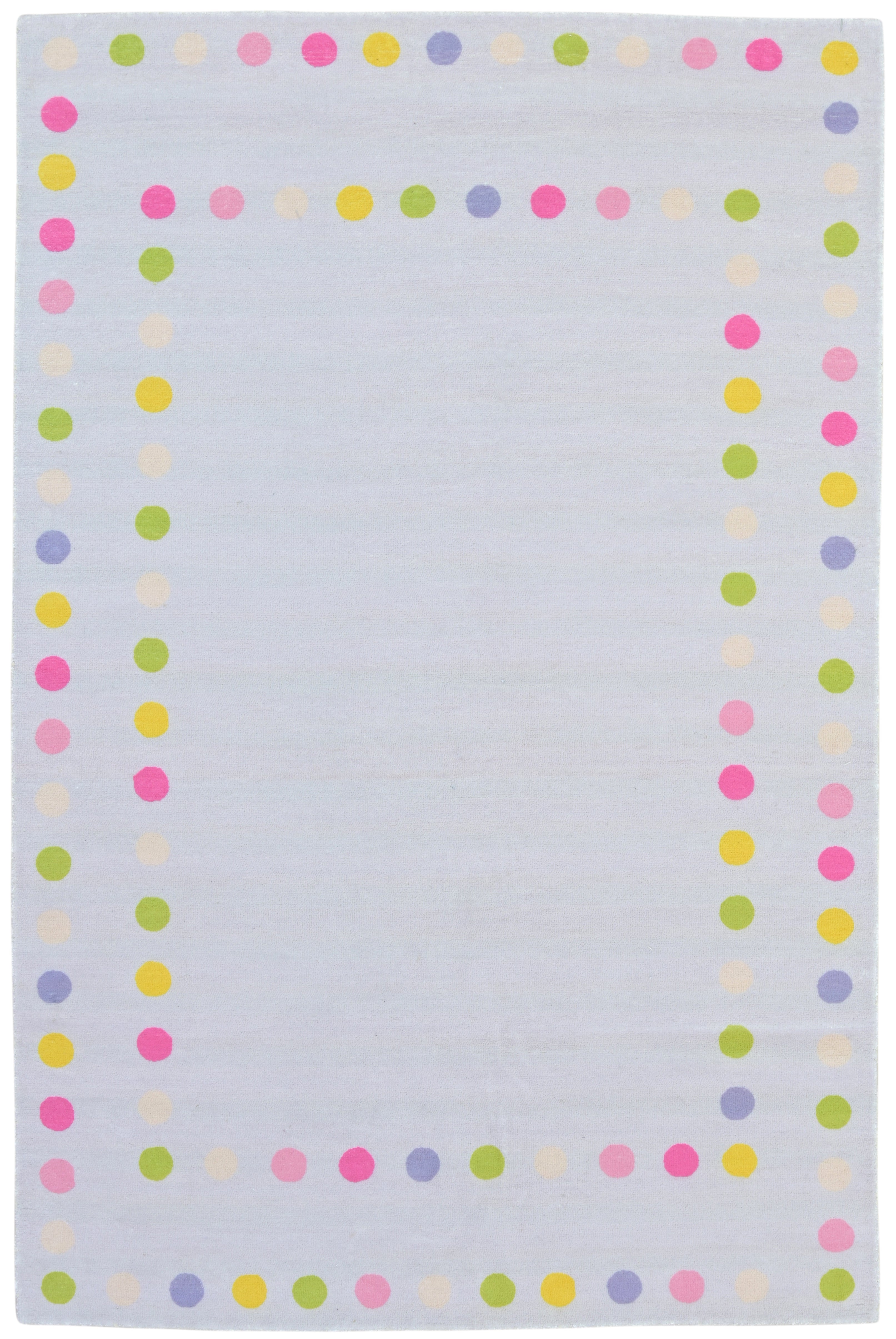 Joie Handmade Border Polka Dot Light Gray Area Rug – Soft Modern Decorative Nursery Rug   9122122498197