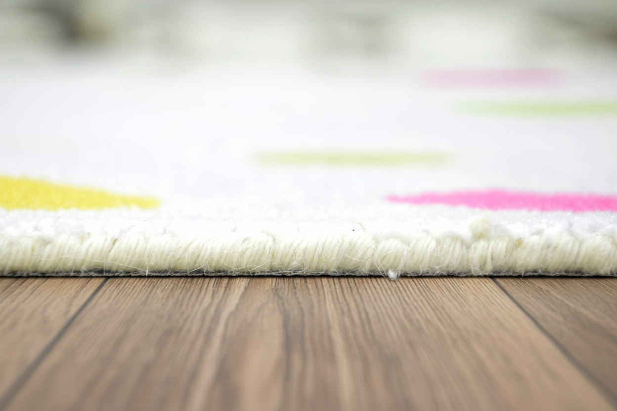 Joie Handmade Border Polka Dot Light Gray Area Rug – Soft Modern Decorative Nursery Rug   9122122498197
