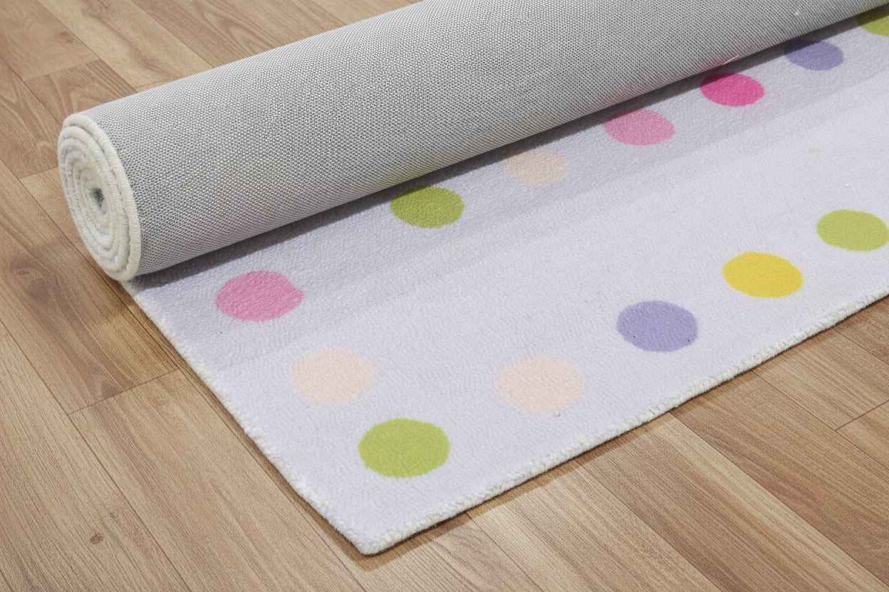 Joie Handmade Border Polka Dot Light Gray Area Rug – Soft Modern Decorative Nursery Rug   9122122498197