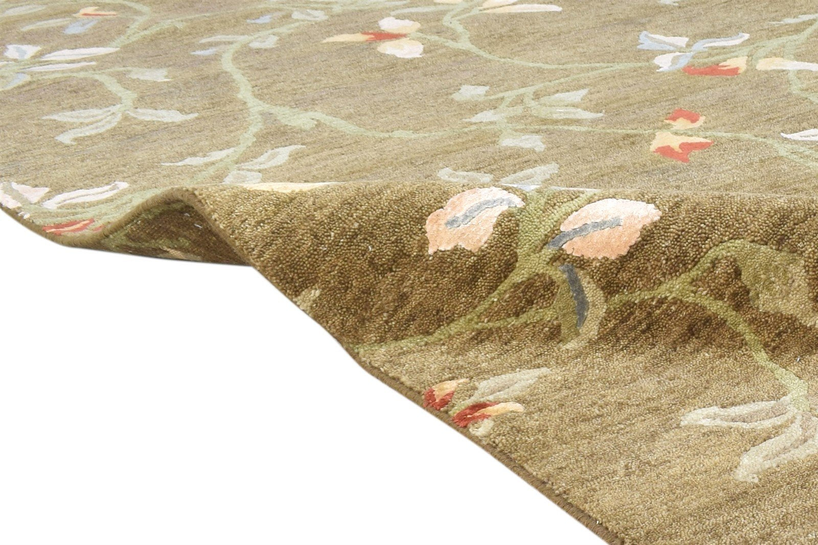 Jonell Brown Wool / Silk Rug 6X9 Modern Hand Knotted French Floral   7865094733973