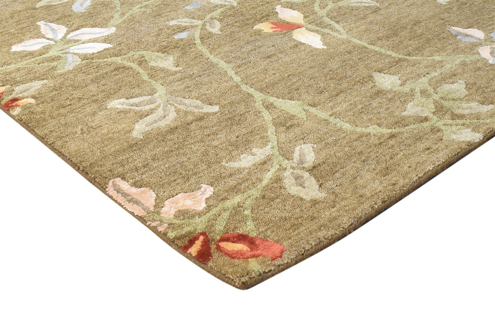 Jonell Brown Wool / Silk Rug 6X9 Modern Hand Knotted French Floral   7865094733973