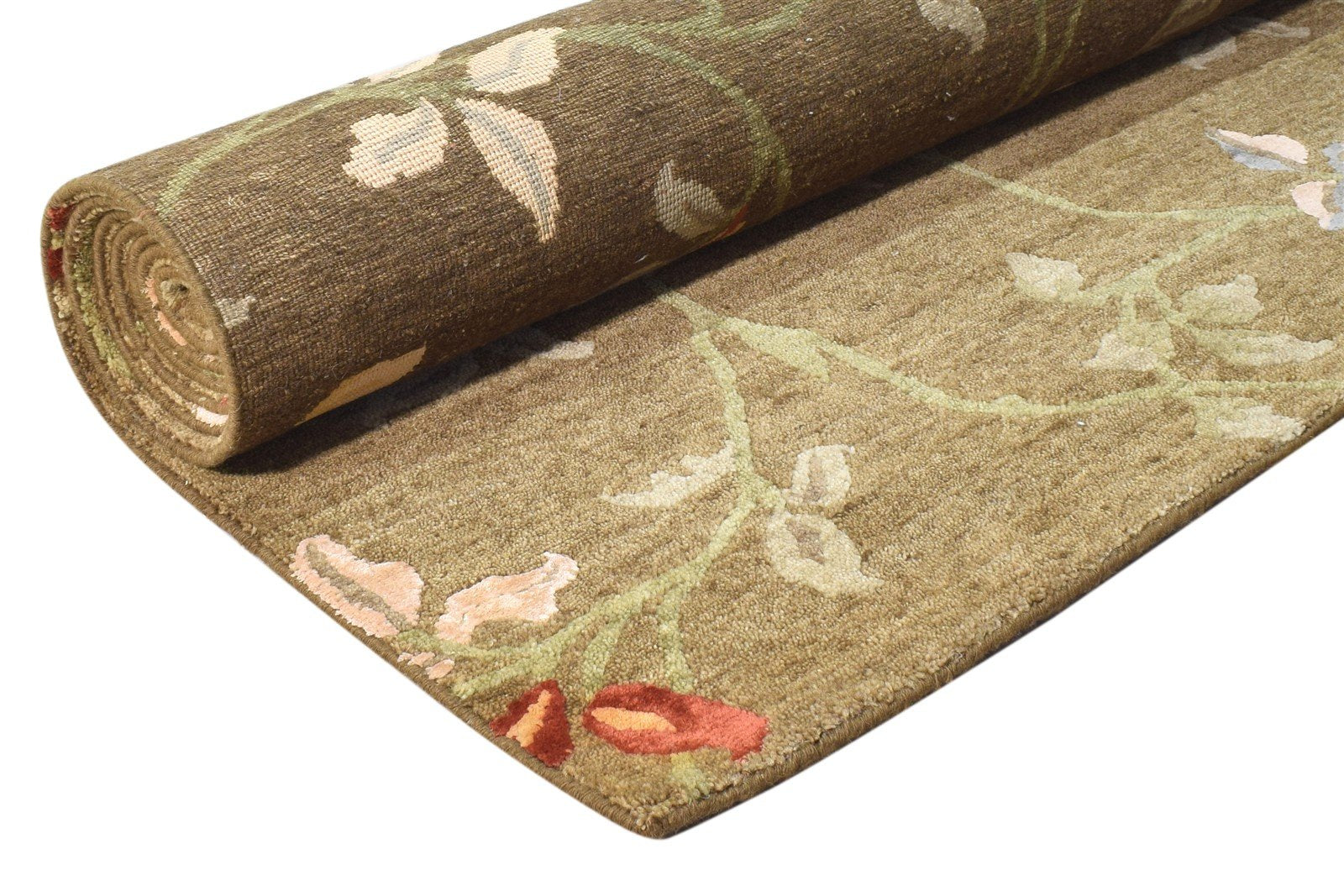 Jonell Brown Wool / Silk Rug 6X9 Modern Hand Knotted French Floral   7865094733973