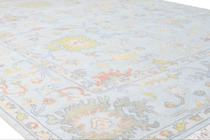 Jude Oushak Hand Knotted Blue Wool Rug Handmade Persian Oriental Carpet   8808750121109