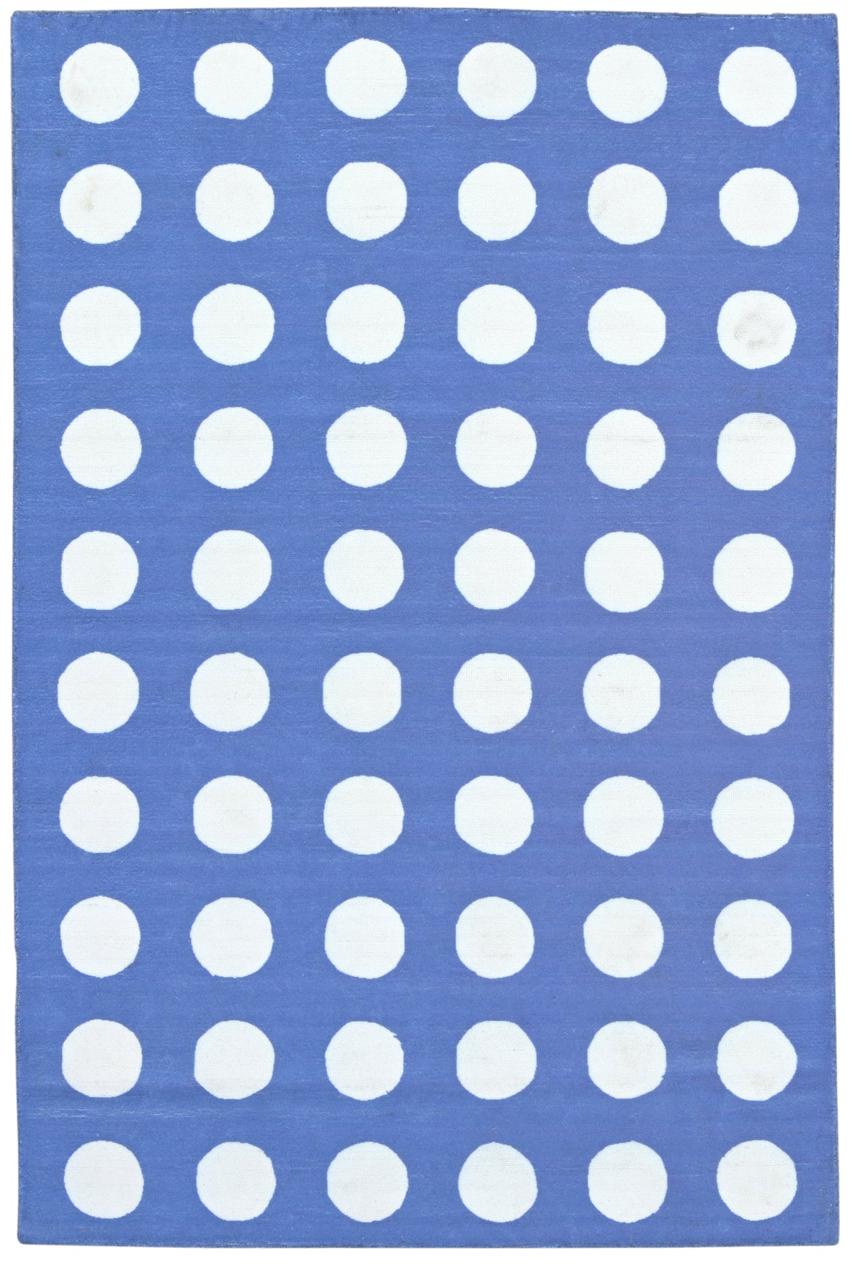 Juni Polka Dot Blue Handmade Kids Nursery Plush Soft Rug   9123613278357