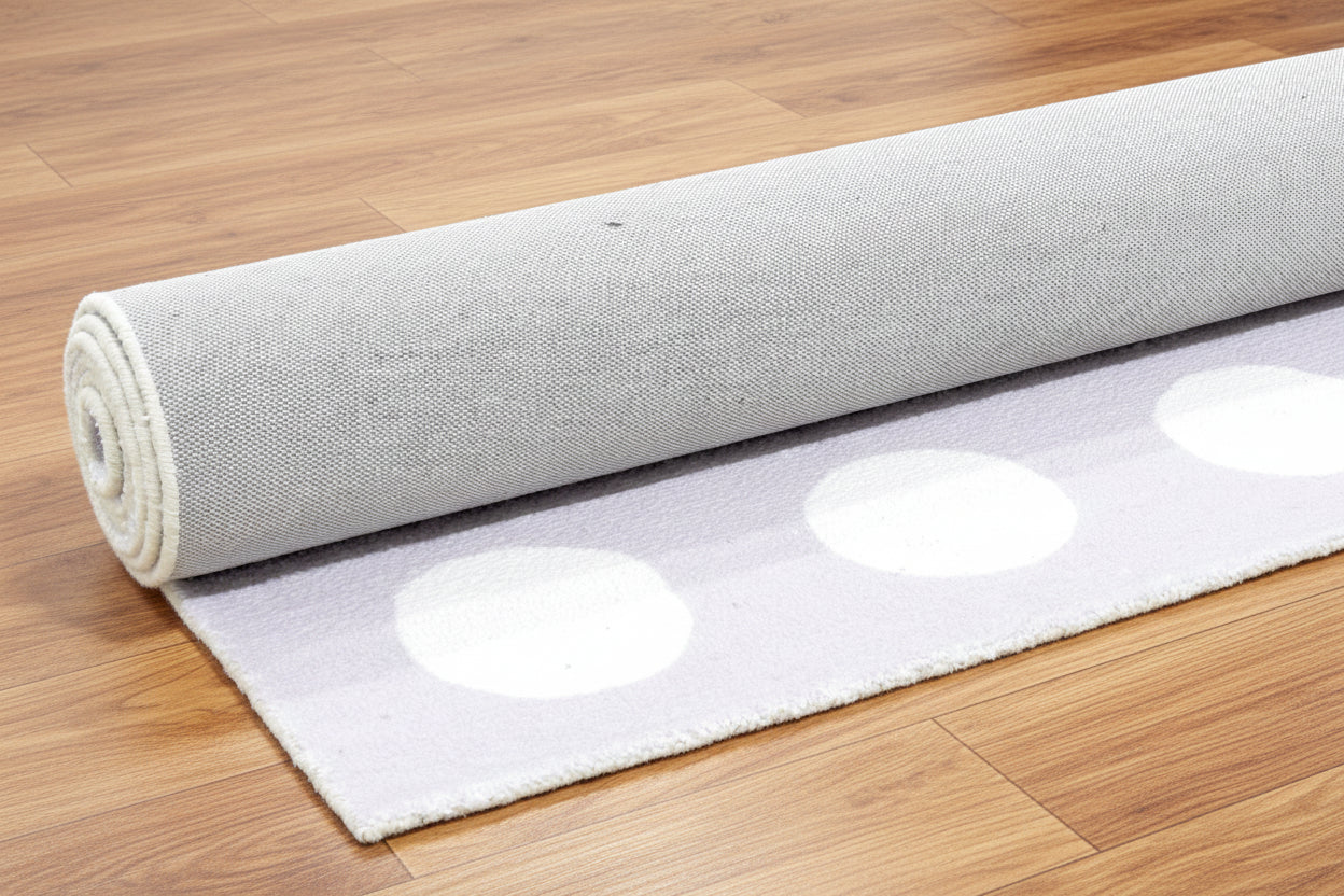 Juni Polka Dot Lavender Gray Handmade Kids Nursery Plush Soft Rug   9013016264853