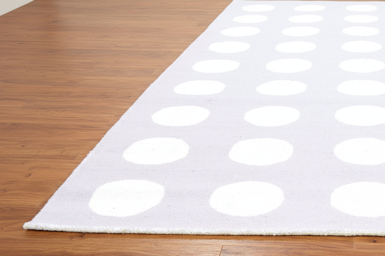 Juni Polka Dot Lavender Gray Handmade Kids Nursery Plush Soft Rug   9013016264853