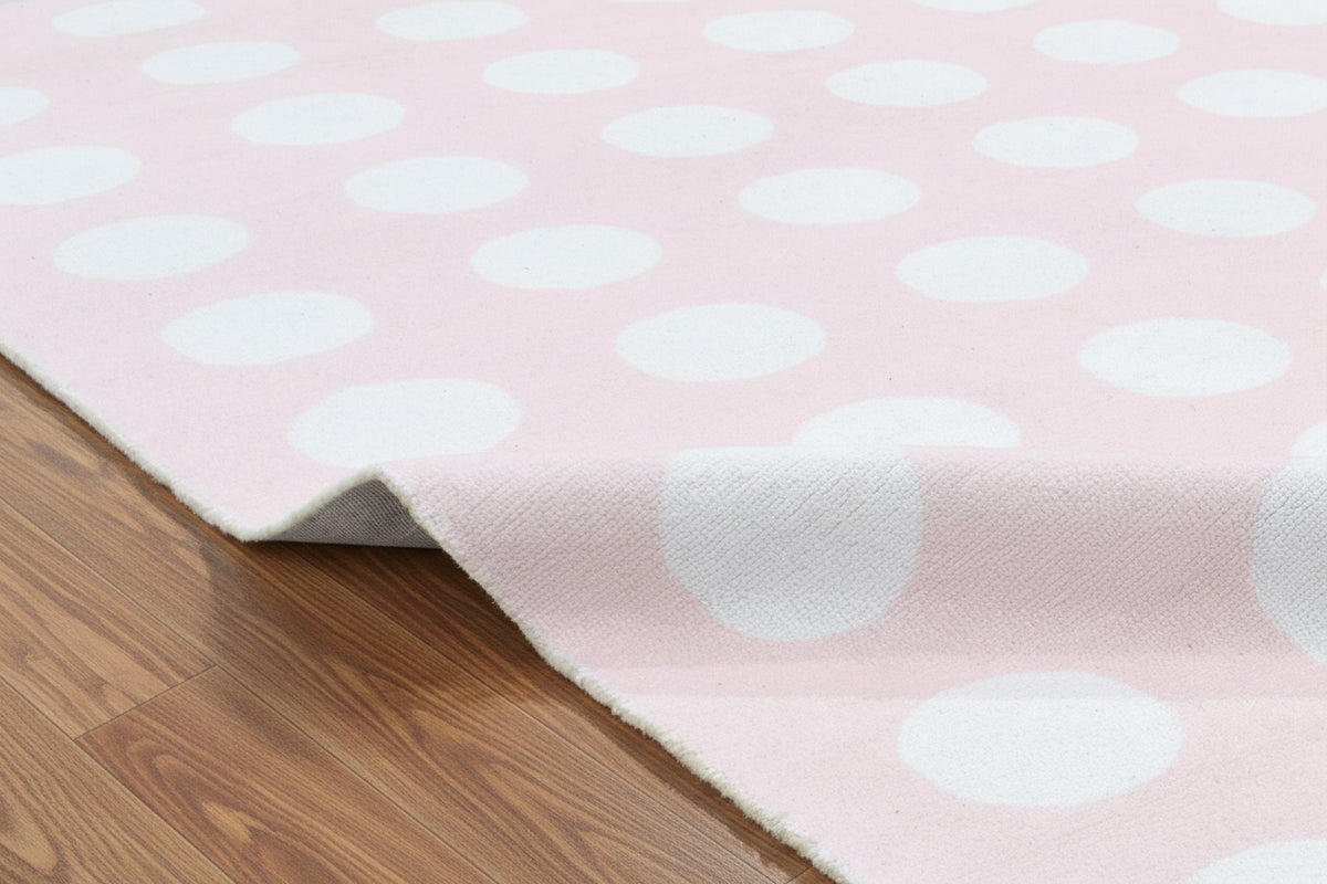 Juni Polka Dot Pink Handmade Kids Nursery Plush Soft Rug   9124955914389