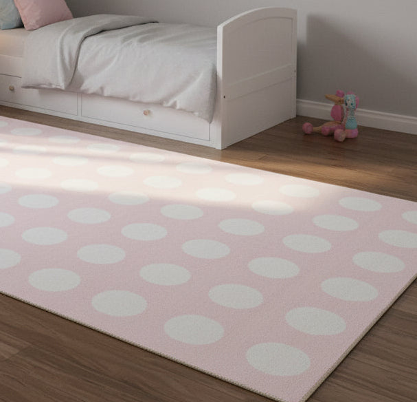 Juni Polka Dot Pink Handmade Kids Nursery Plush Soft Rug   9124955914389