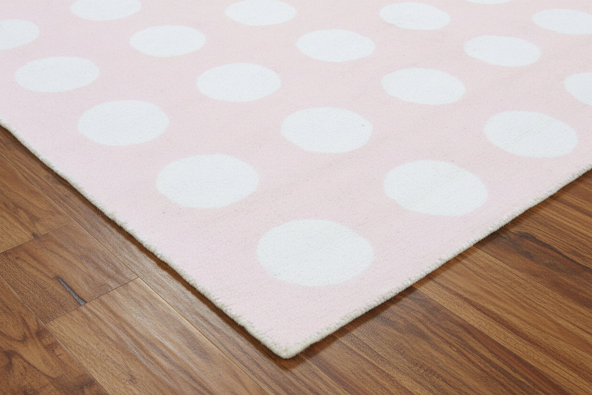 Juni Polka Dot Pink Handmade Kids Nursery Plush Soft Rug   9124955914389