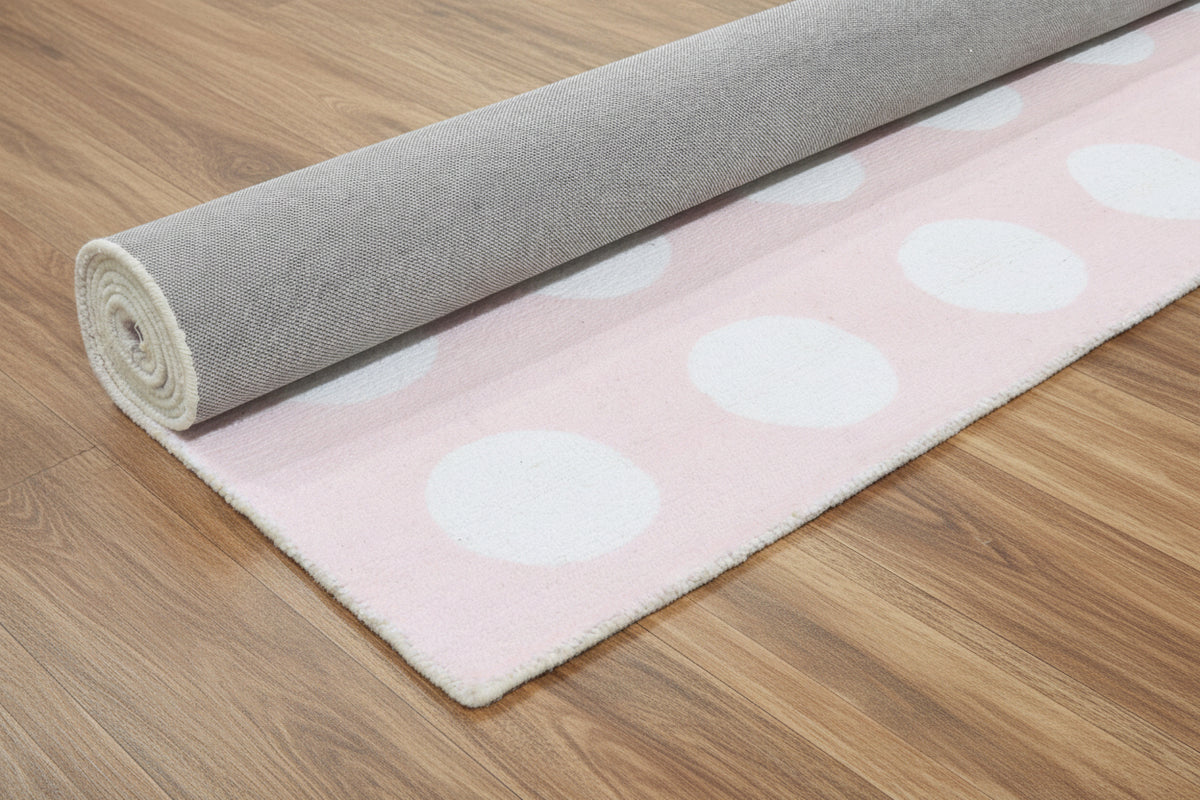Juni Polka Dot Pink Handmade Kids Nursery Plush Soft Rug   9124955914389
