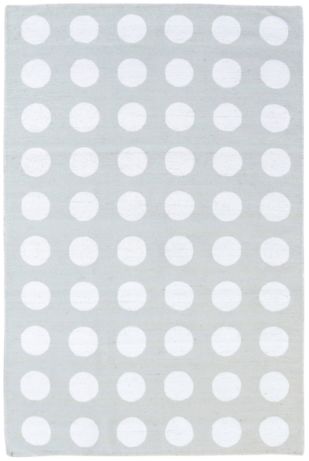 Juni Polka Dot Silver Handmade Kids Nursery Plush Soft Rug   9014489743509