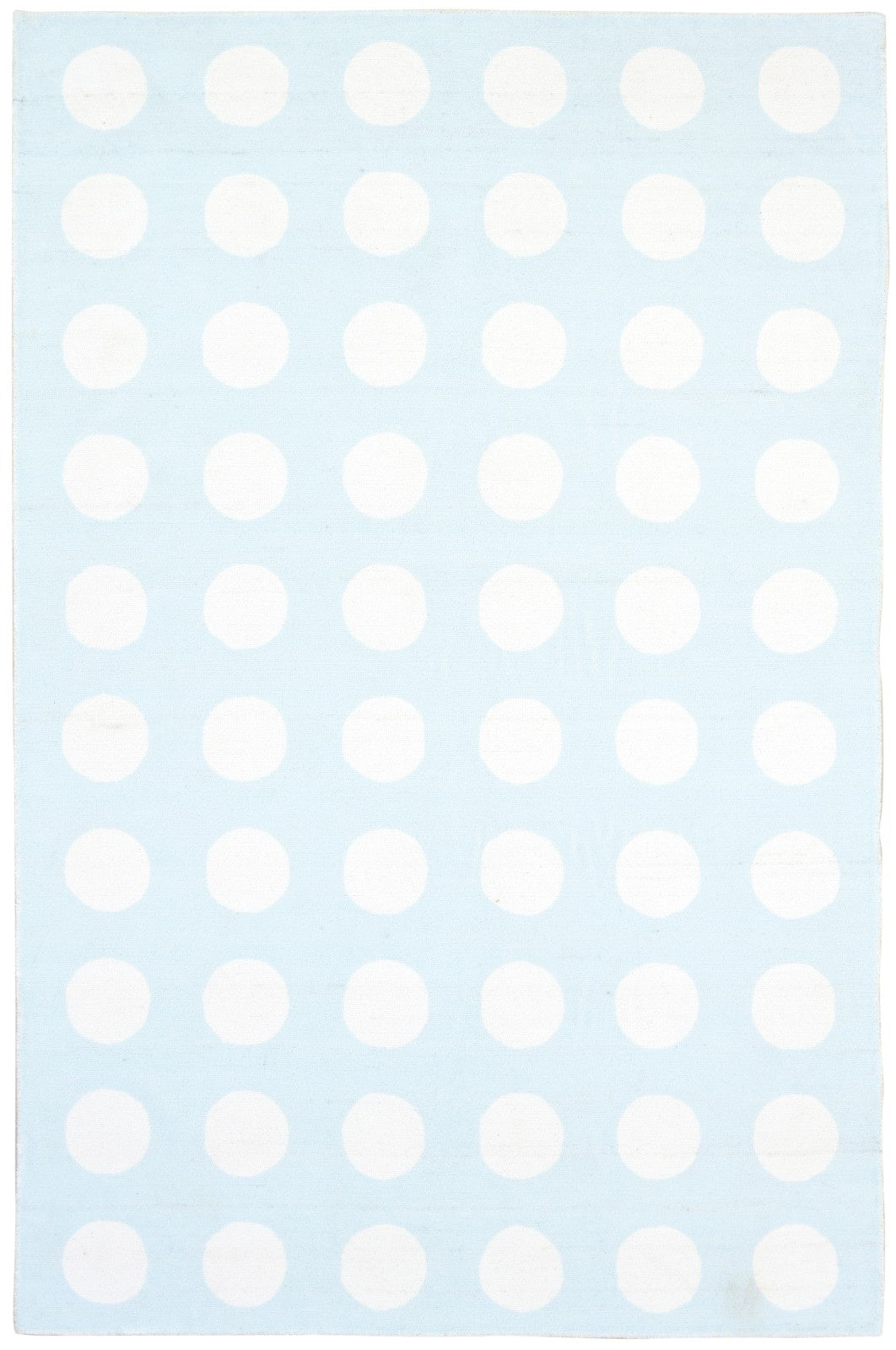 Juni Polka Dot Sky Blue Handmade Kids Nursery Plush Soft Rug   9125656756373