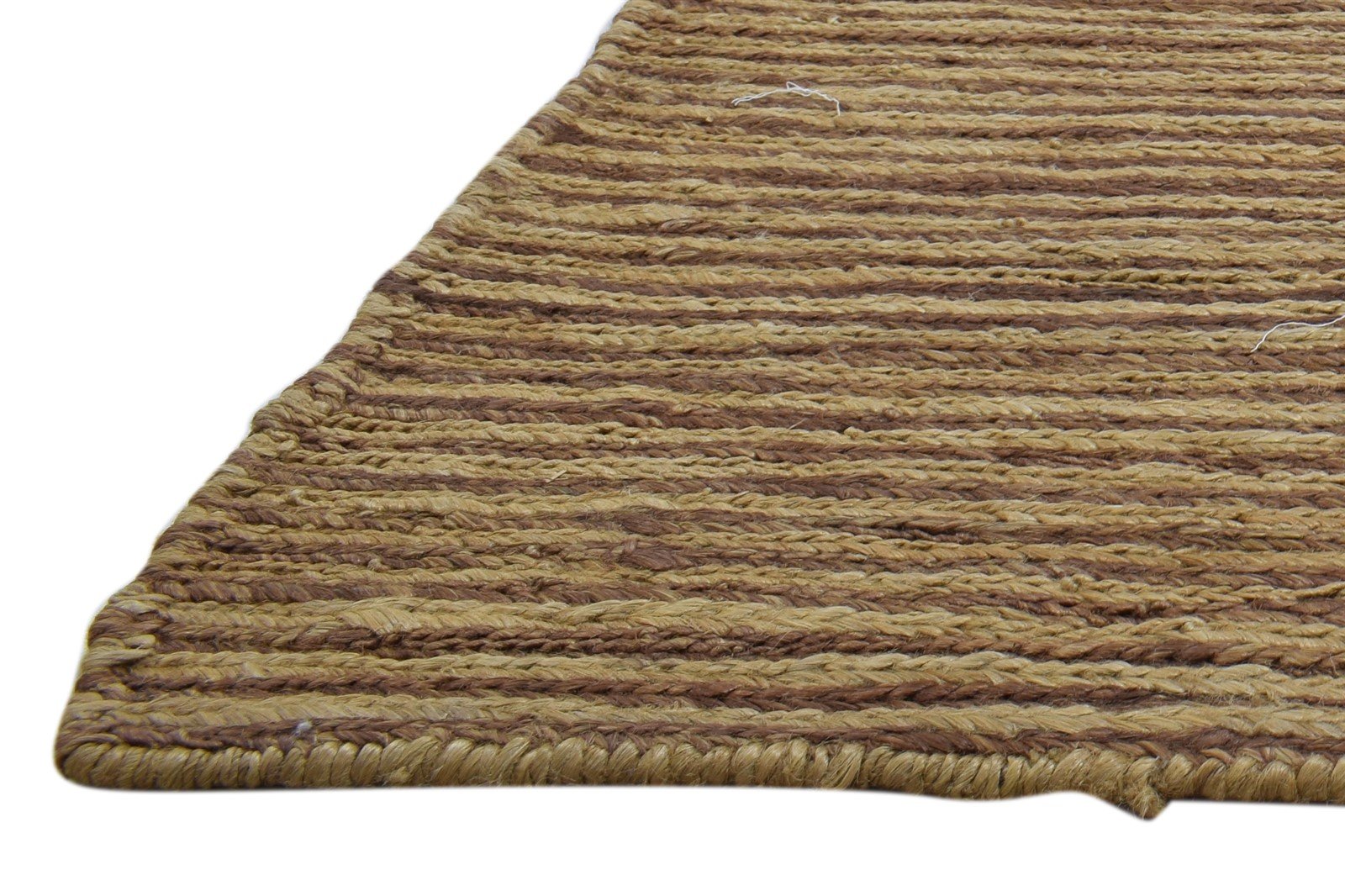 Jute Beige Rug 2' X 3' Modern Hand Knotted Scandinavian Striped Small Carpet   7860702576789
