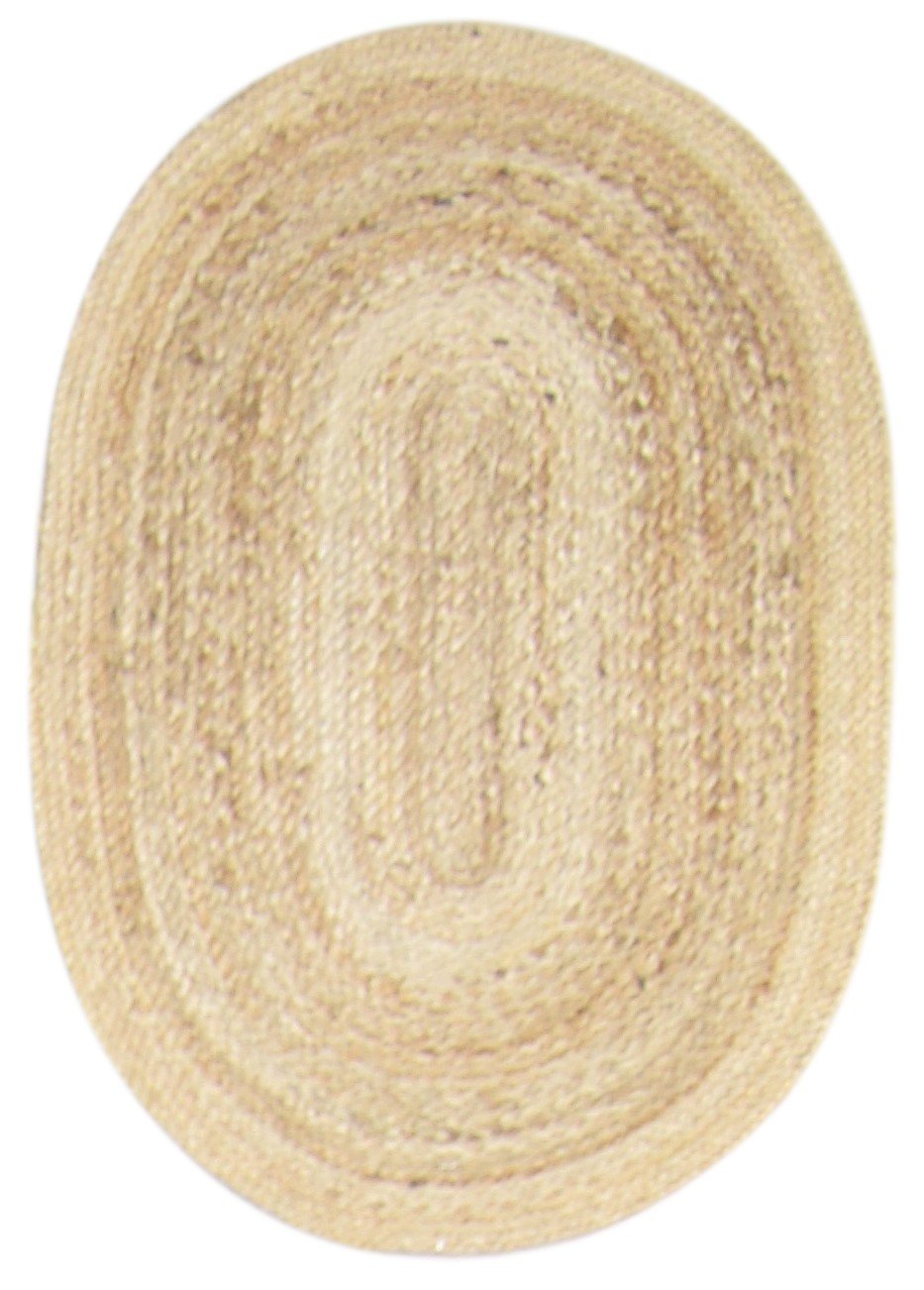 Jute Beige Rug 2' X 3' Modern Hand Woven Scandinavian Solid Small Carpet   7864133124245