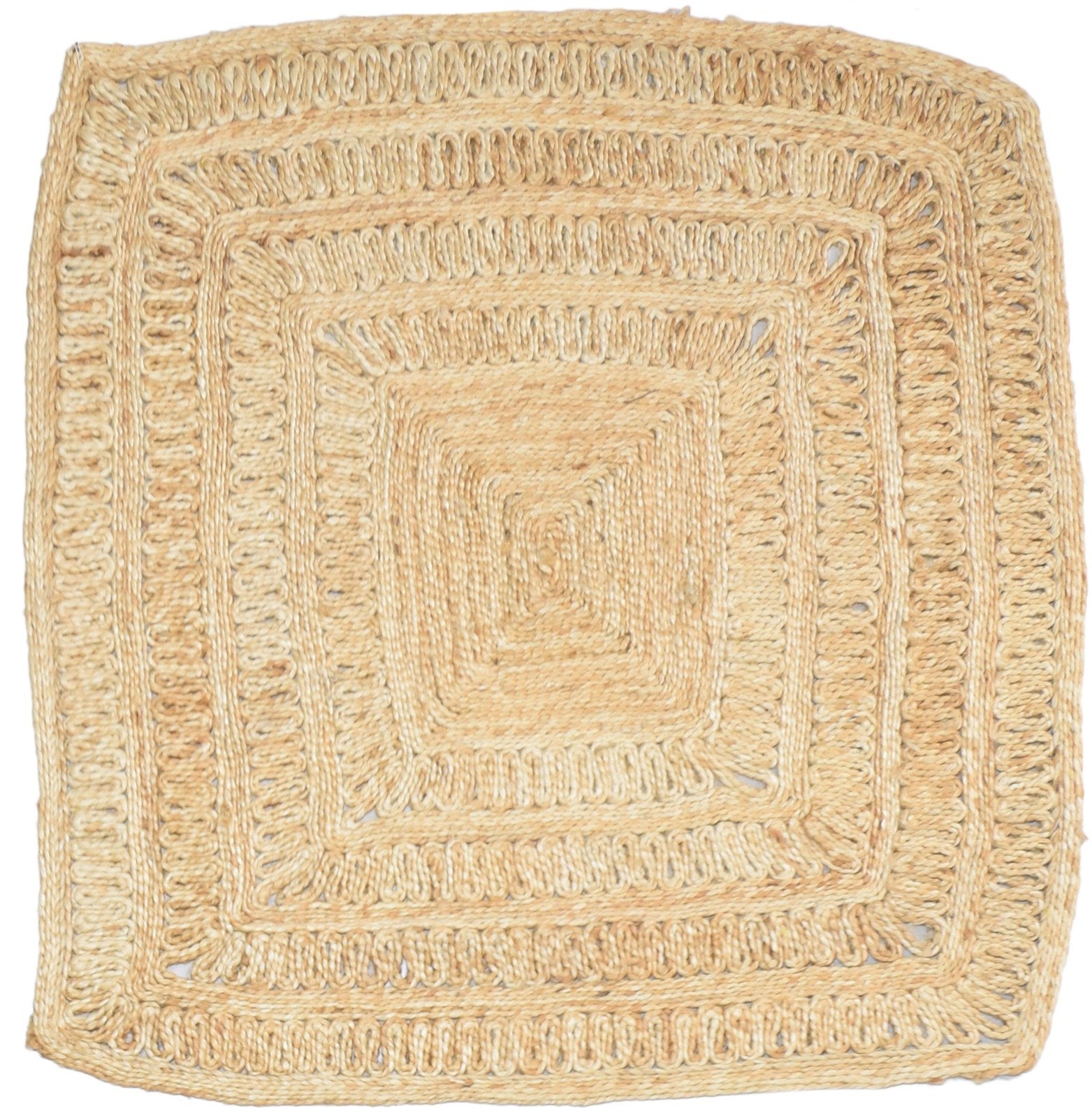 Jute Beige Rug 4' X 4' Modern Hand Woven Scandinavian Solid Room Size Carpet   7864818335893