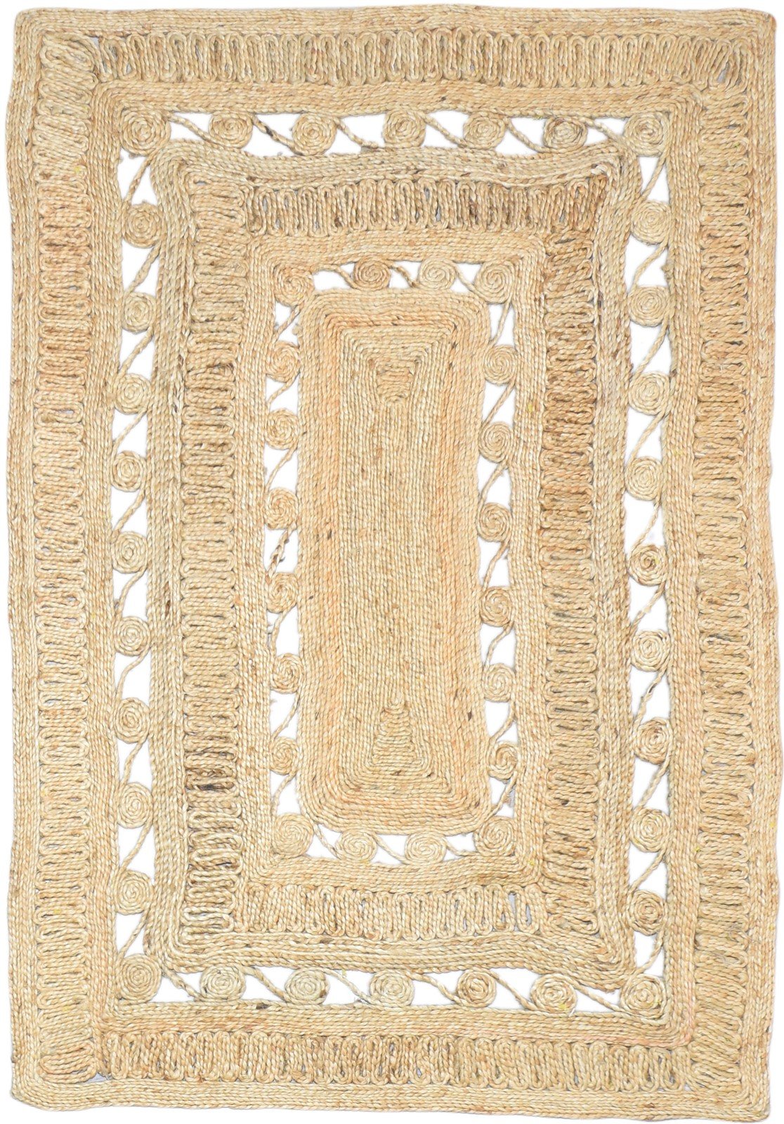 Jute Beige Rug 4' X 6' Modern Hand Woven Scandinavian Solid Room Size Carpet   7864251187349