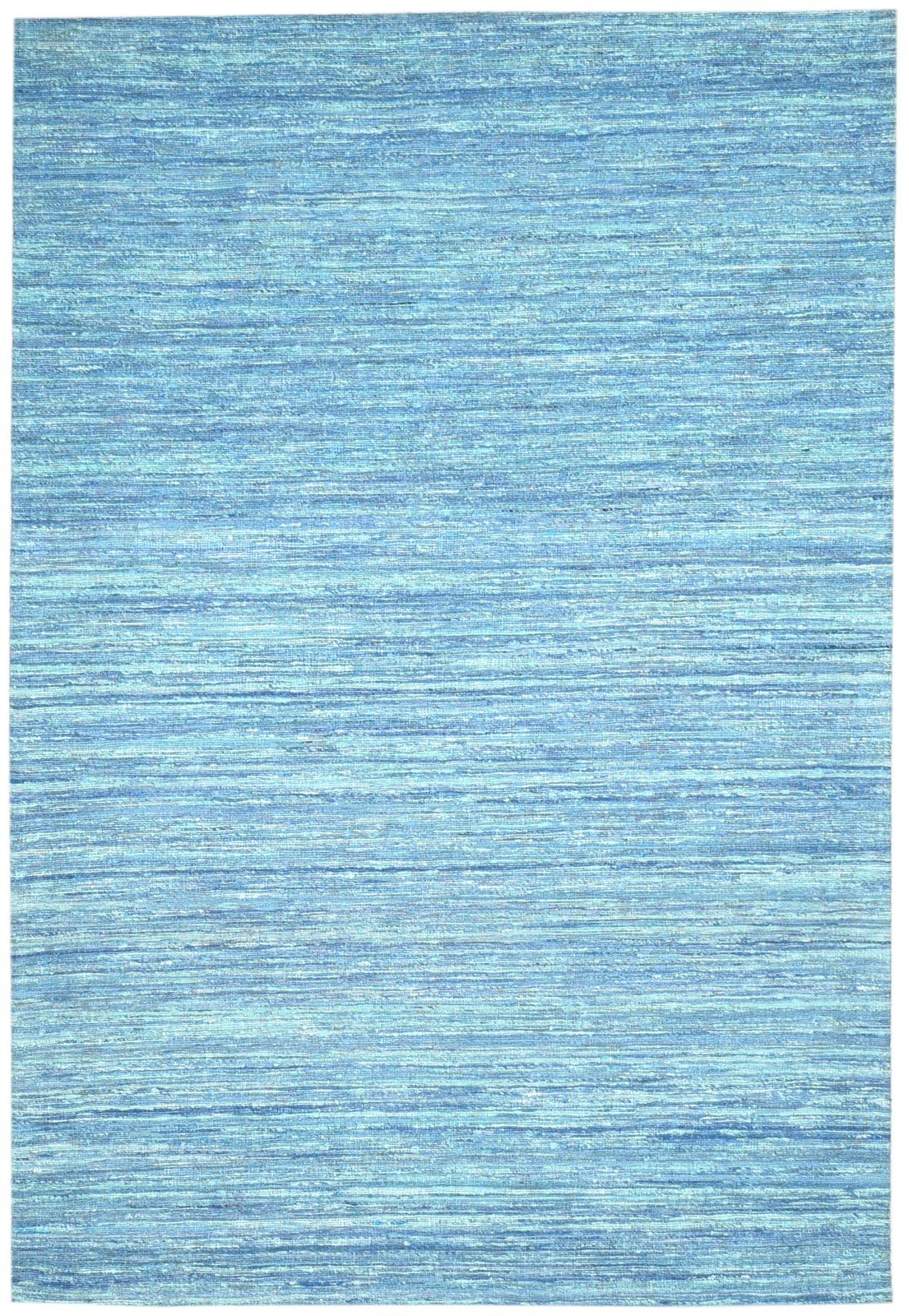Jute Blue Rug 5' X 7' Modern Jacquard Loom Bohemian Solid Room Size Carpet   7864470536341