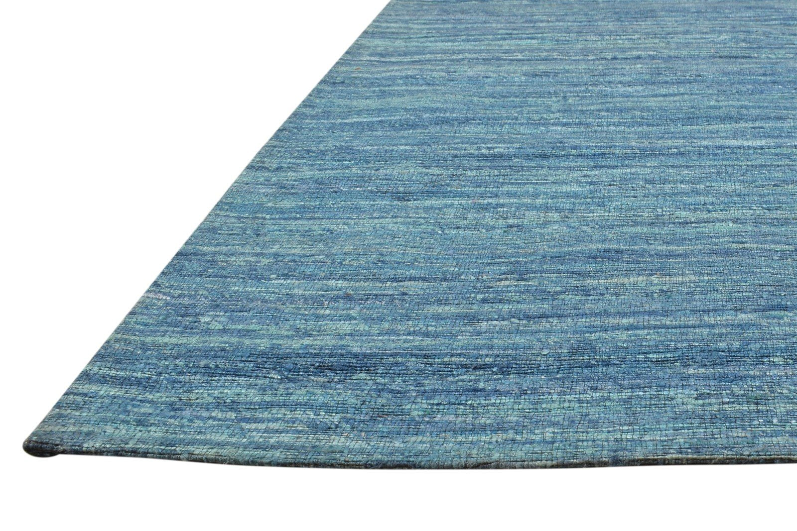 Jute Blue Rug 5' X 7' Modern Jacquard Loom Bohemian Solid Room Size Carpet   7864470536341