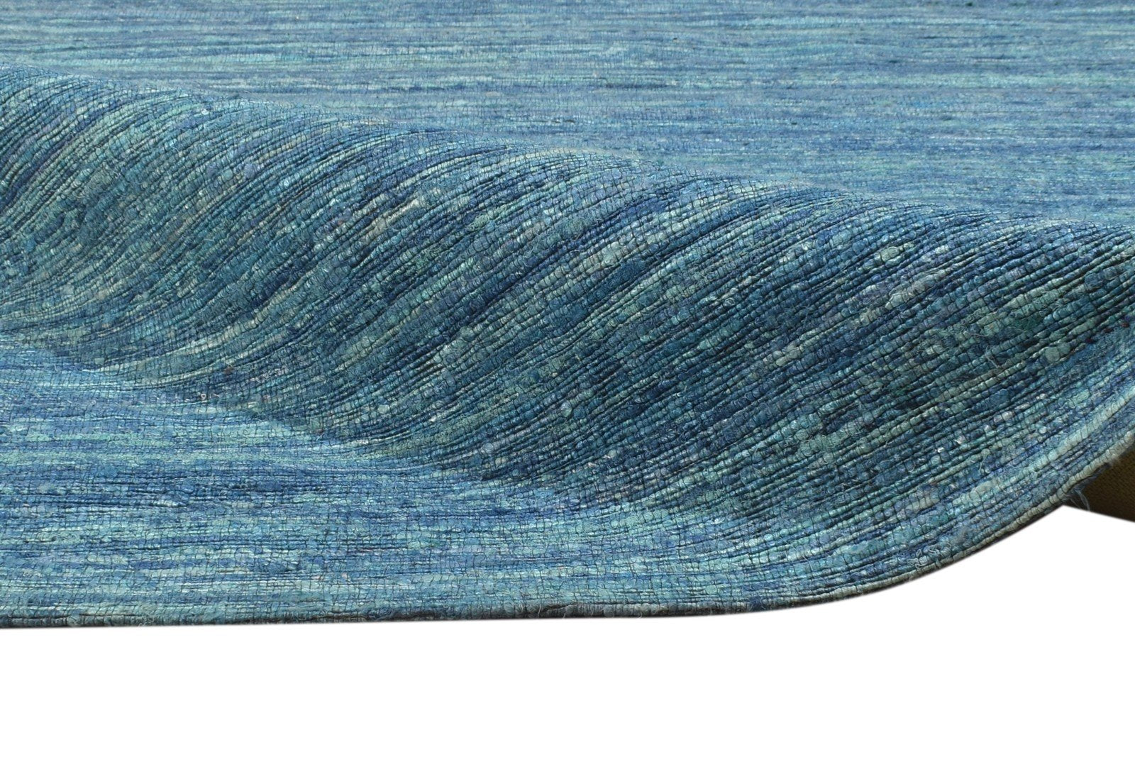 Jute Blue Rug 5' X 7' Modern Jacquard Loom Bohemian Solid Room Size Carpet   7864470536341
