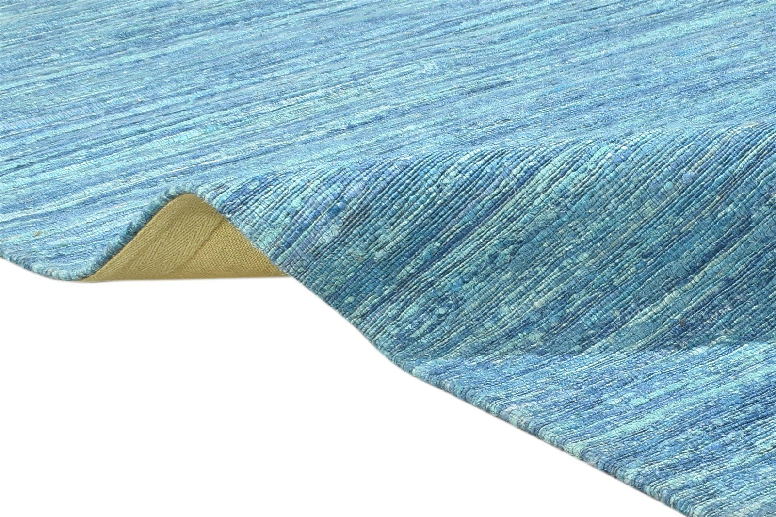 Jute Blue Rug 5' X 7' Modern Jacquard Loom Bohemian Solid Room Size Carpet   7864470536341