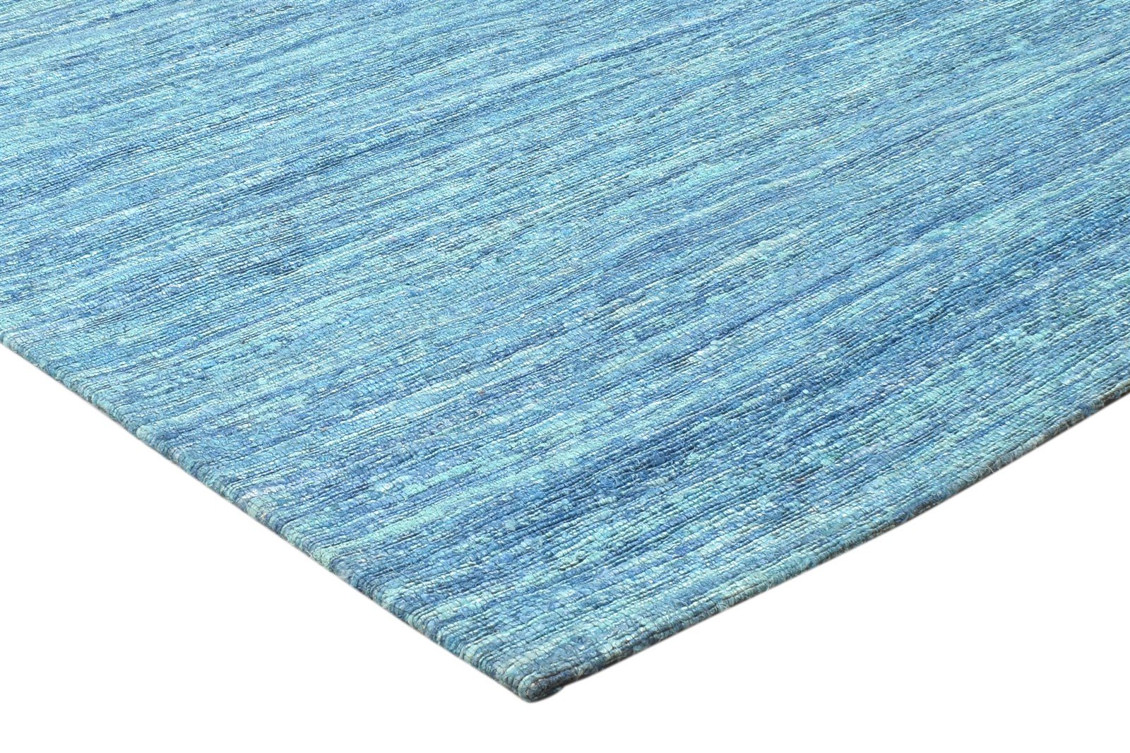 Jute Blue Rug 5' X 7' Modern Jacquard Loom Bohemian Solid Room Size Carpet   7864470536341