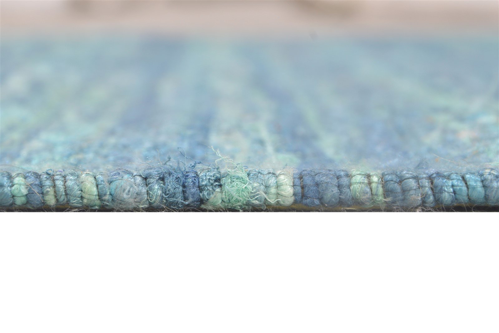 Jute Blue Rug 5' X 7' Modern Jacquard Loom Bohemian Solid Room Size Carpet   7864470536341