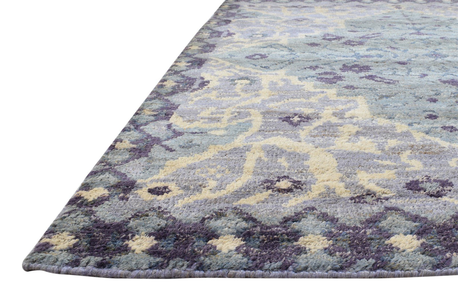 Jute Blue Rug 5X8 Persian Hand Knotted Heriz-Indian Oriental Room Size Carpet   7864238375061