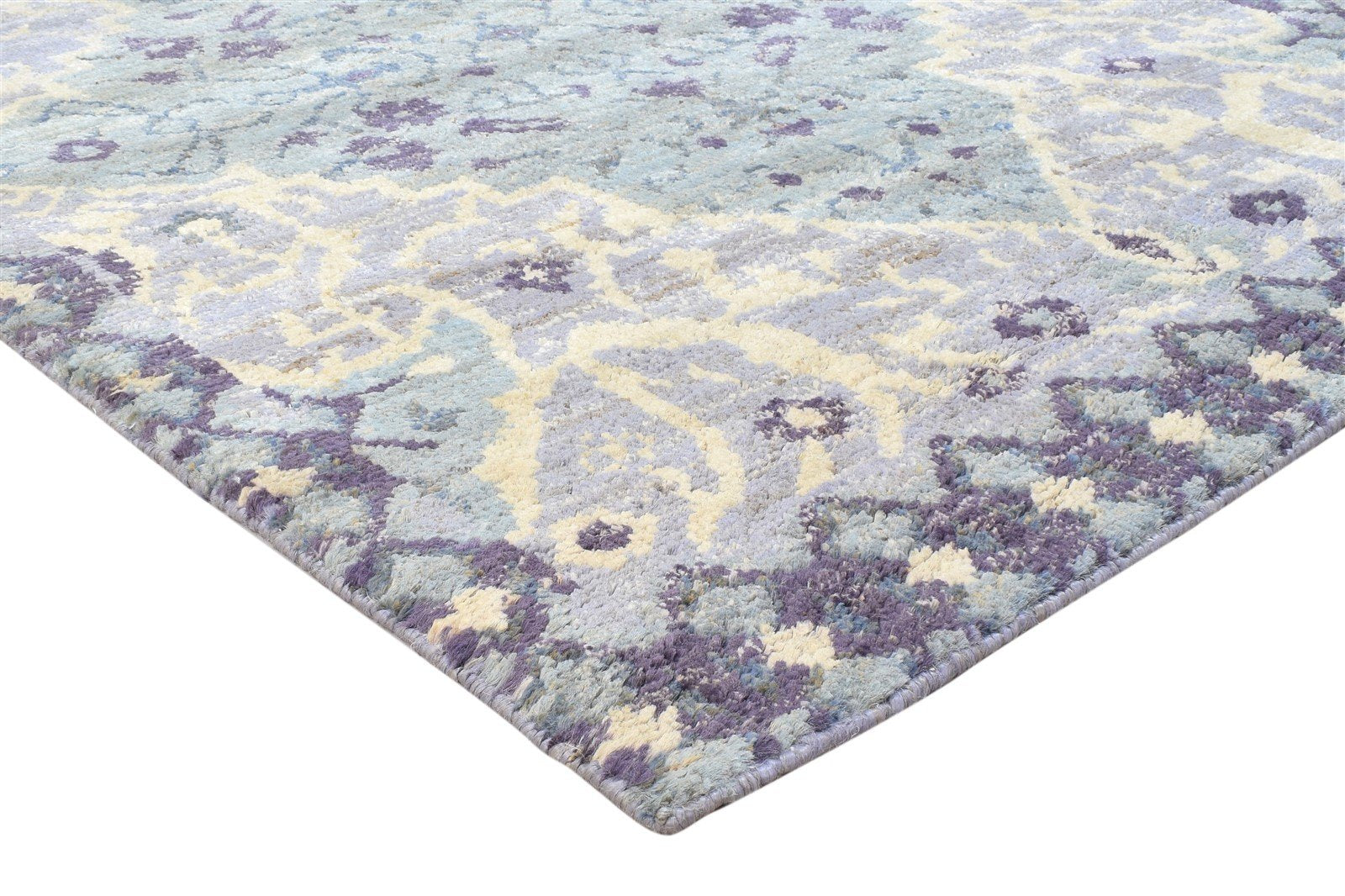 Jute Blue Rug 5X8 Persian Hand Knotted Heriz-Indian Oriental Room Size Carpet   7864238375061