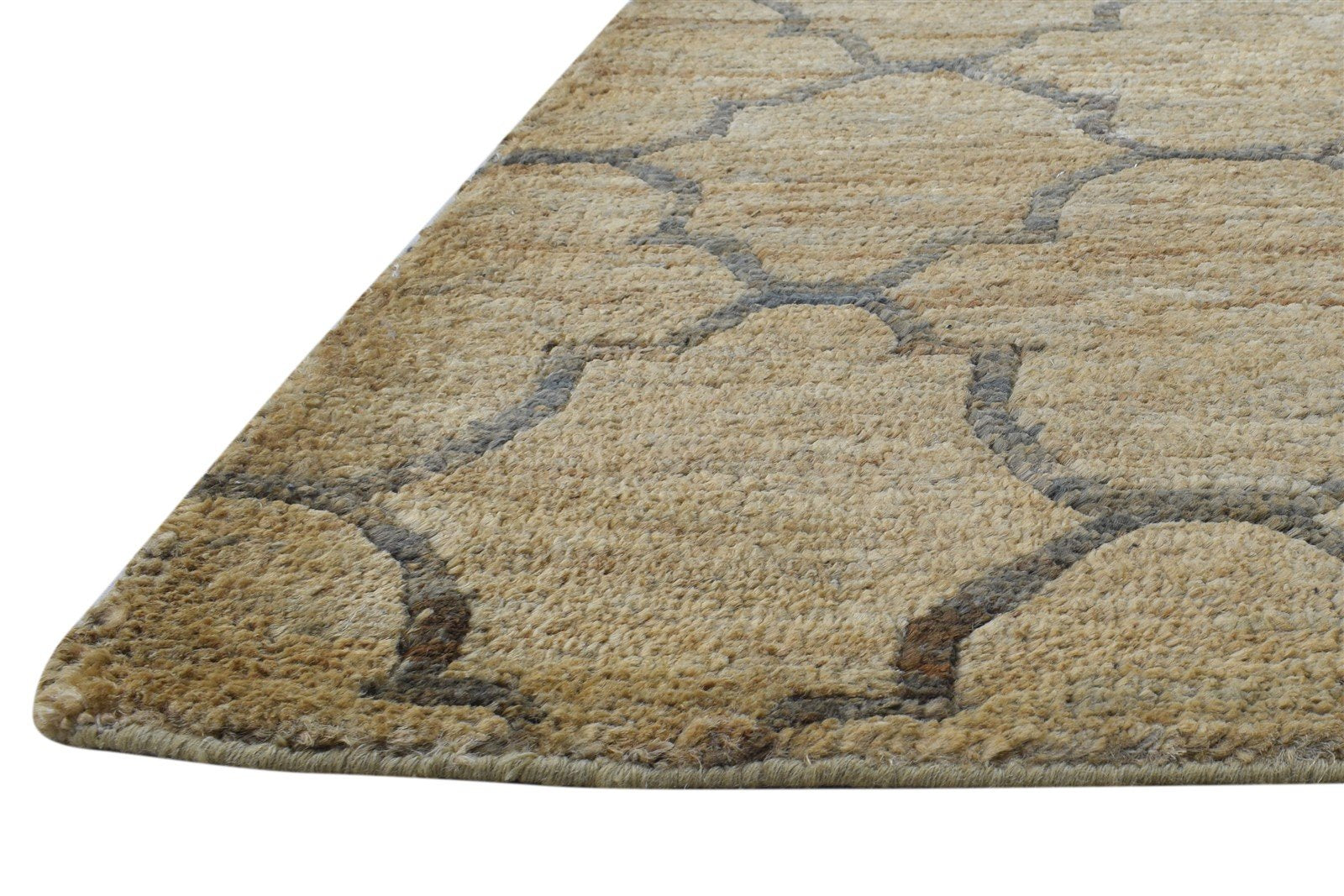 Jute Gold Rug 5' X 8' Modern Hand Knotted Moroccan Trellis Room Size Carpet   7864409030805