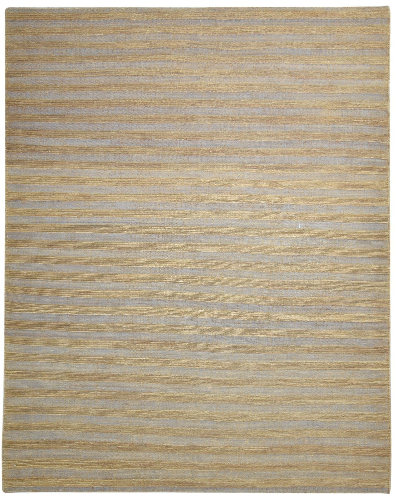 Jute Gold Rug 8' X 10' Modern Hand Woven Scandinavian Striped Large Carpet   7864777900181