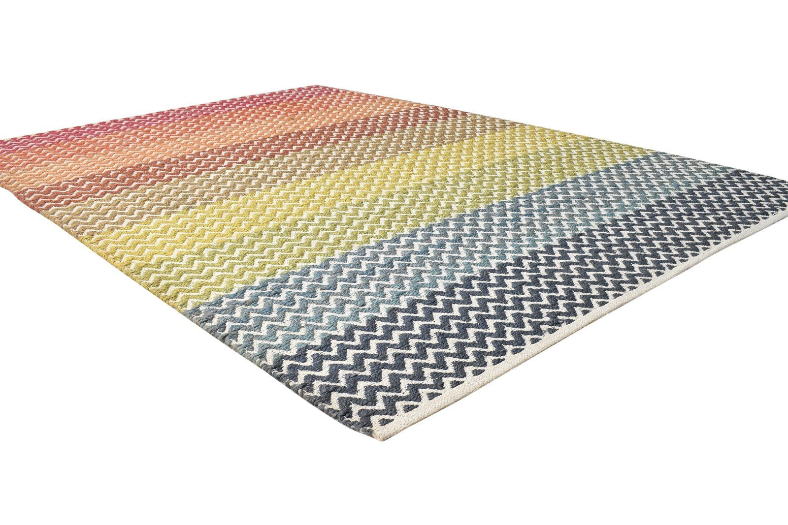 Fiann Jute Multi Color Rug 5' X 8' Modern Dhurrie Bohemian Chevron   7864479482005
