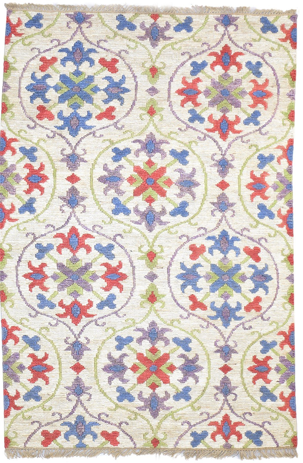 Jute Multi Color Rug 5' X 8' Modern Dhurrie Bohemian Damask Room Size Carpet   7864155635861