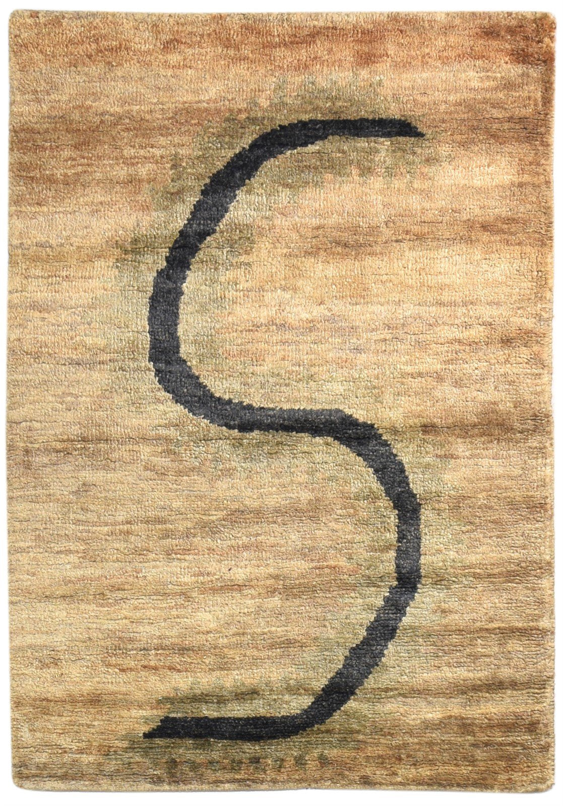 Hand Knotted Brown Jute Rug 4' X 6' Modern American Abstract Room Size
