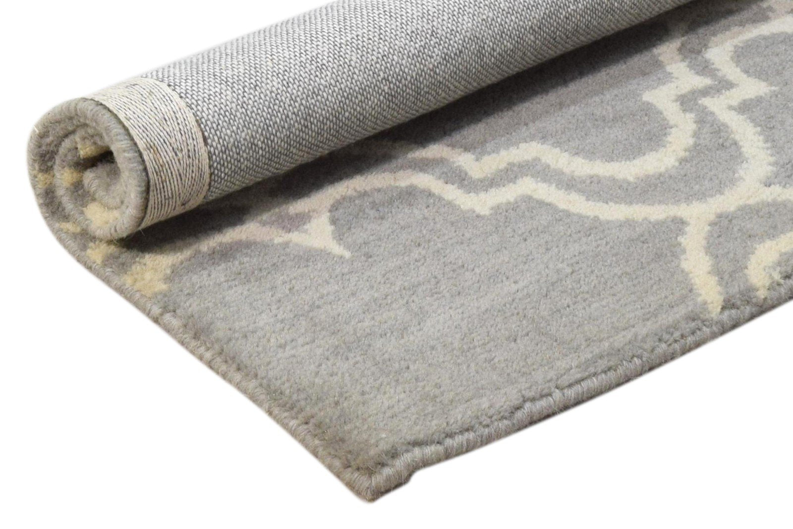 Kendre Wool Grey Rug 2' X 2' Modern Hand Tufted Moroccan Trellis 2'2"X2'2"   7860696350869