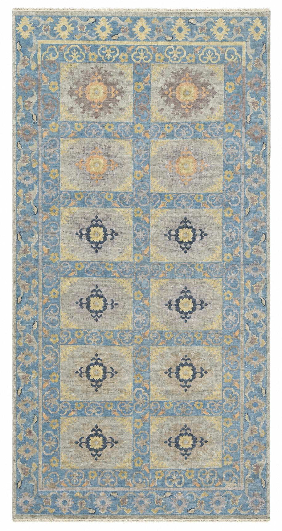 Keva Wool Blue Hand-Knotted Kazak Persian Rug   8881897504917