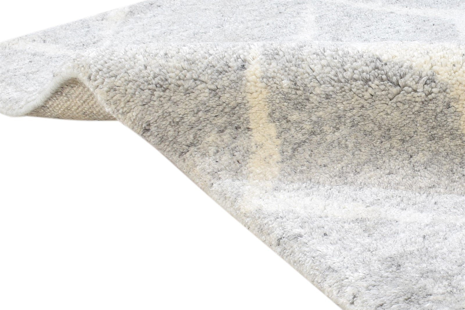 Kirsten Wool Silk Grey Rug 2' X 3' Shag Hand Knotted Moroccan Diamond   7864623235221