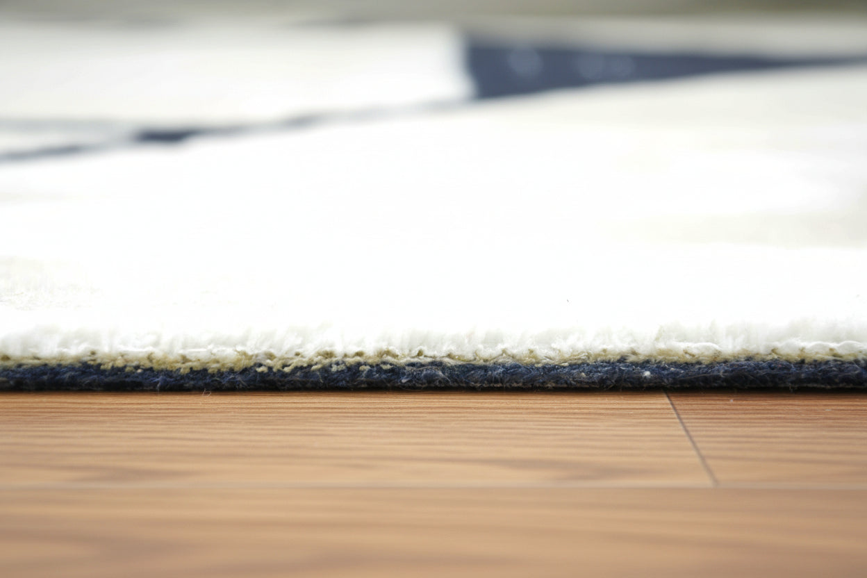 Kisan Checkerboard Handmade Beige White Rug – Modern Minimalist Decorative Area Rug   9122580201621