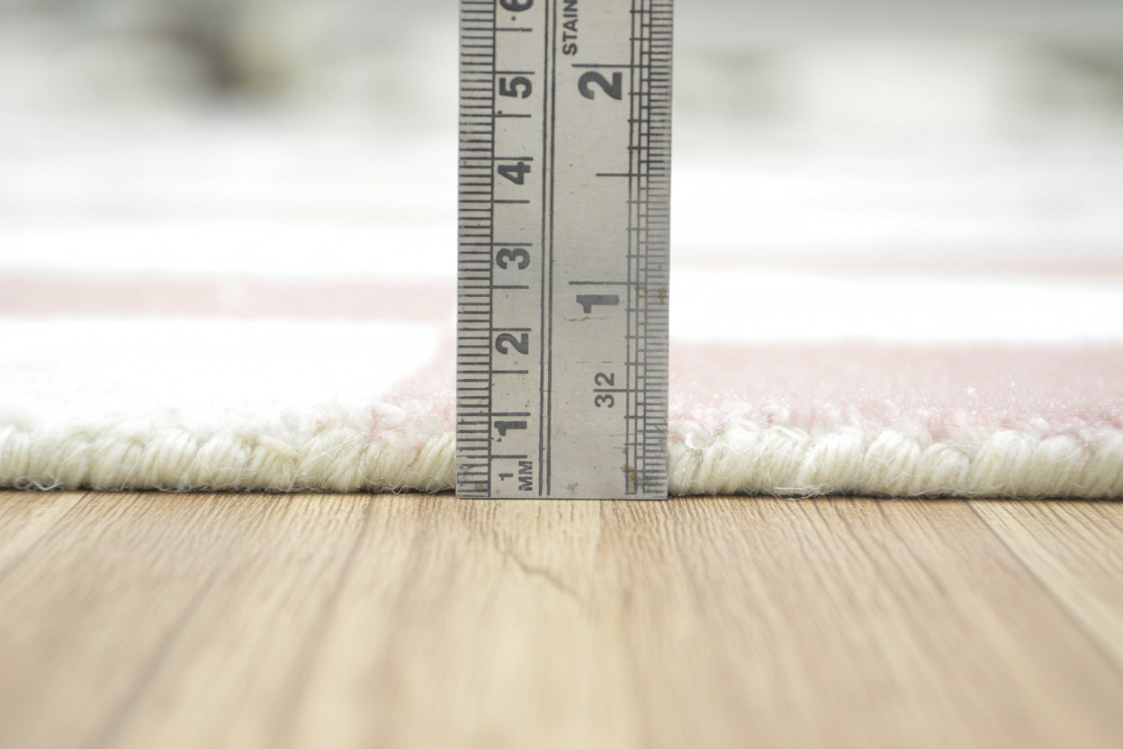 Kisan Checkerboard Handmade Dusty Rose & White Rug – Modern Rosewood Minimalist Decorative Area Rug   9122066366613