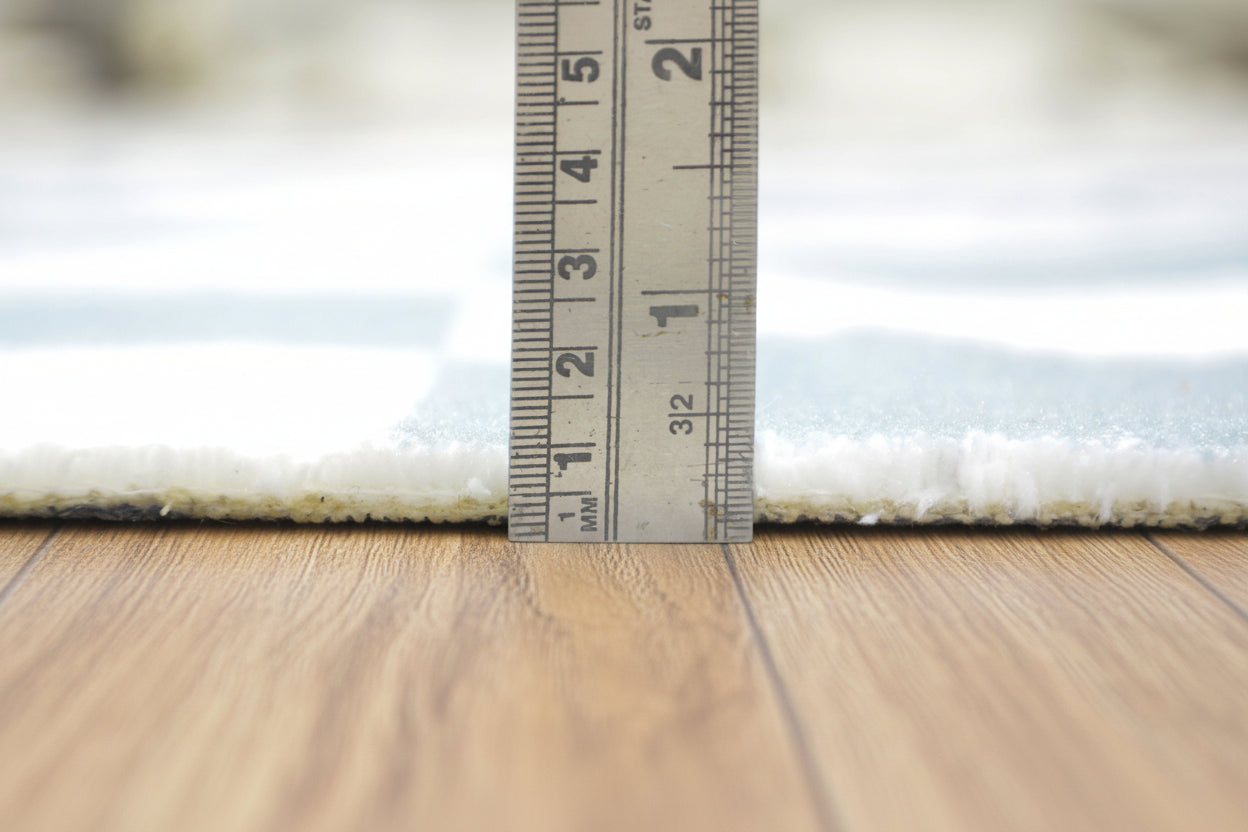 Kisan Checkerboard Handmade Light Blue & White Rug – Modern Minimalist Decorative Area Rug   9122099298453