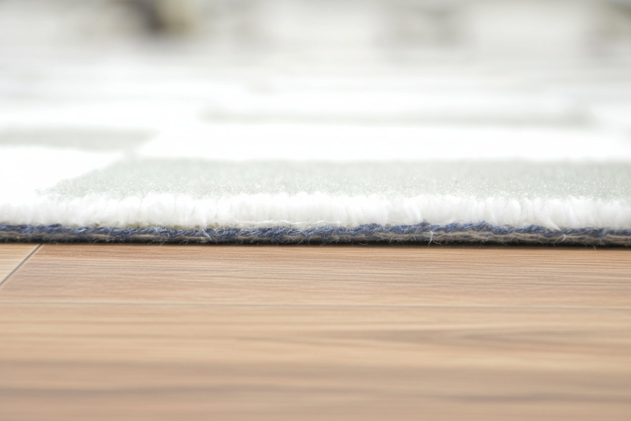 Kisan Checkerboard Handmade Sage Green & White Rug – Modern Minimalist Decorative Area Rug   9122096185493